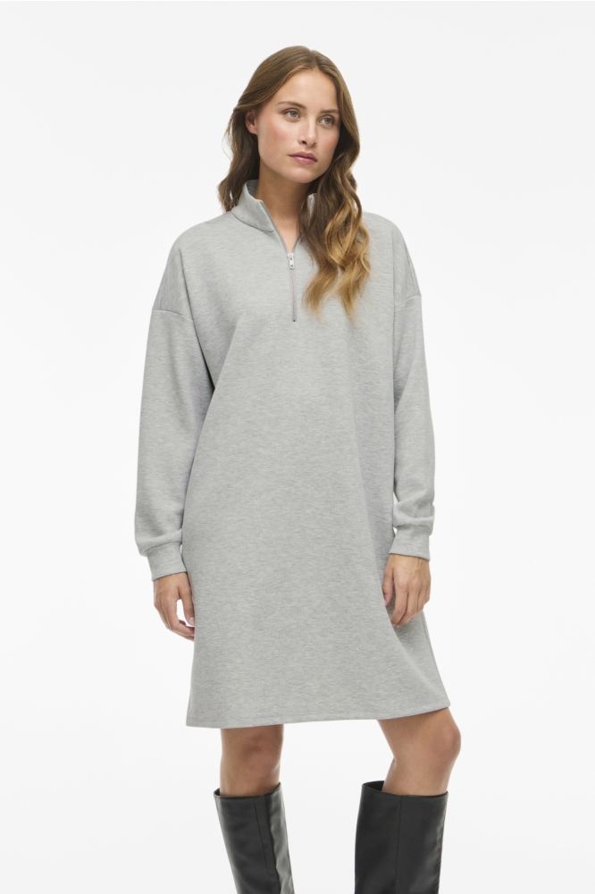 VISANDY L/S HIGH NECK SWEAT DRESS 14107646 Light Grey Melange